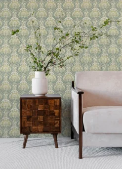 A-Street Prints Revival Mucha Ogee Wallpaper - Teal