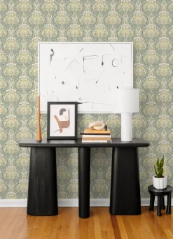 A-Street Prints Revival Mucha Ogee Wallpaper - Teal