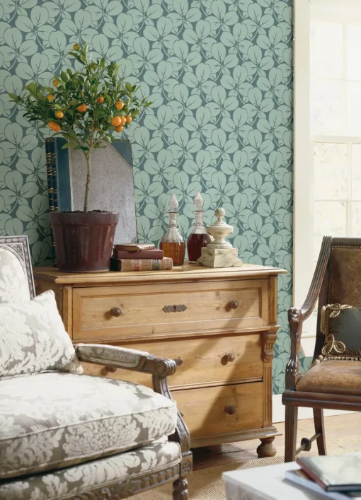 A-Street Prints Revival Robert Clover Wallpaper - Aqua