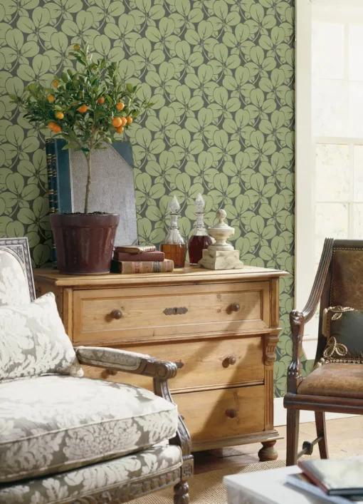 A-Street Prints Revival Robert Clover Wallpaper - Green