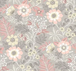 A-Street Prints Revival Voysey Floral Wallpaper - Pink