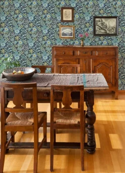 A-Street Prints Revival Voysey Floral Wallpaper - Navy