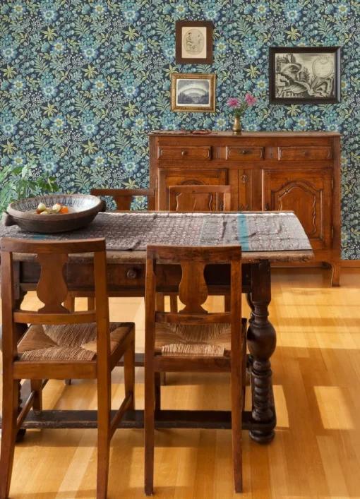 A-Street Prints Revival Voysey Floral Wallpaper - Navy