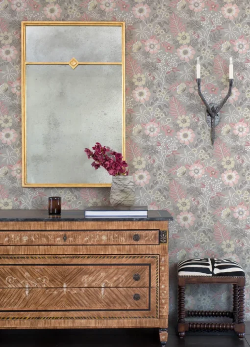 A-Street Prints Revival Voysey Floral Wallpaper - Pink