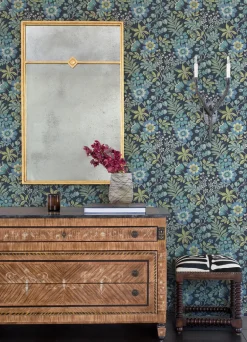 A-Street Prints Revival Voysey Floral Wallpaper - Navy