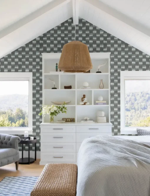 A-Street Prints Solace Baldwin Stripe Wallpaper - Slate