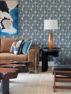 A-Street Prints Solace Baxter Mosaic Wallpaper - Denim