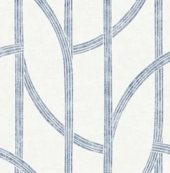 A-Street Prints Solace Harlow Contours Wallpaper - Indigo
