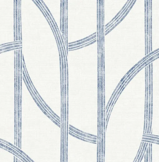 A-Street Prints Solace Harlow Contours Wallpaper - Indigo