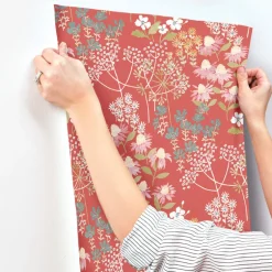 A-Street Prints Terrace Cultivate Wallpaper - Red