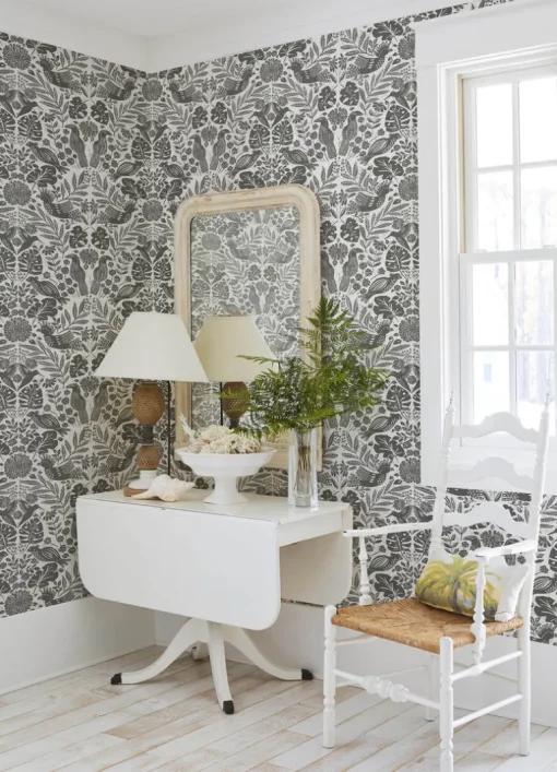 A-Street Prints Terrace Nestle Wallpaper - Charcoal