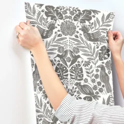 A-Street Prints Terrace Nestle Wallpaper - Charcoal