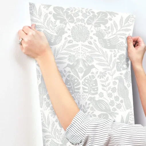 A-Street Prints Terrace Nestle Wallpaper - Light Grey