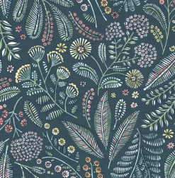 A-Street Prints Whimsy Briar Floral Wallpaper - Teal