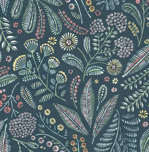 A-Street Prints Whimsy Briar Floral Wallpaper - Teal