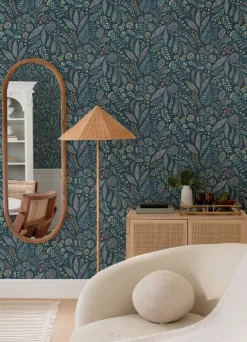 A-Street Prints Whimsy Briar Floral Wallpaper - Teal