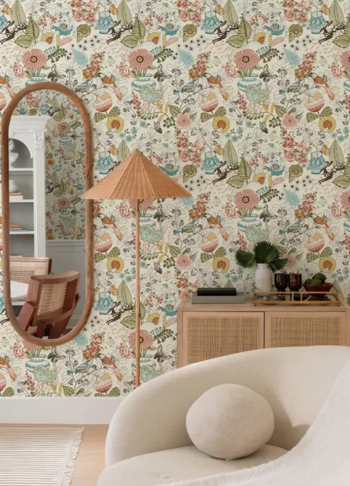 A-Street Prints Whimsy Fauna Wallpaper - Pink
