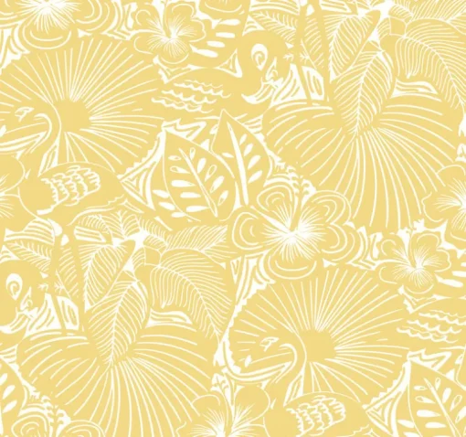 A-Street Prints Whimsy Idalia Flamingo Wallpaper - Yellow