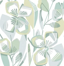 A-Street Prints Whimsy Nathalie Blooms Wallpaper - Light Green