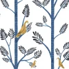 Aviary Branch Peel & Stick Wallpaper - Blue & Yellow