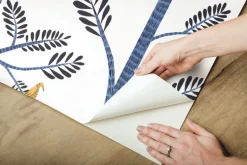 Aviary Branch Peel & Stick Wallpaper - Blue & Yellow