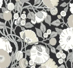 Black & White Resource Library Vincent Poppies Wallpaper - Black & Cream