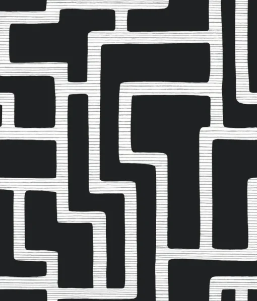 Black & White Resource Library Graphic Polyomino Wallpaper - Black & White