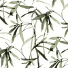 Black & White Resource Library Bamboo Ink Wallpaper - Green & Black