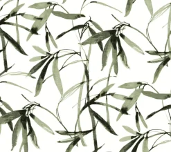Black & White Resource Library Bamboo Ink Wallpaper - Green & Black