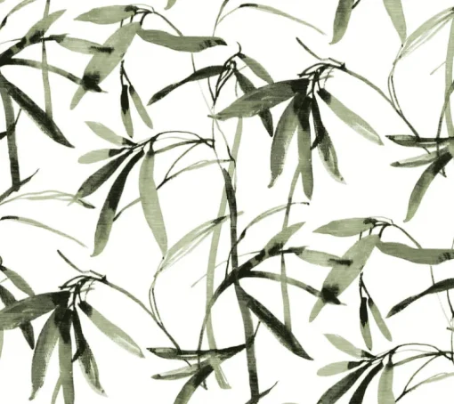 Black & White Resource Library Bamboo Ink Wallpaper - Green & Black