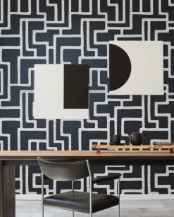 Black & White Resource Library Graphic Polyomino Wallpaper - Black & White