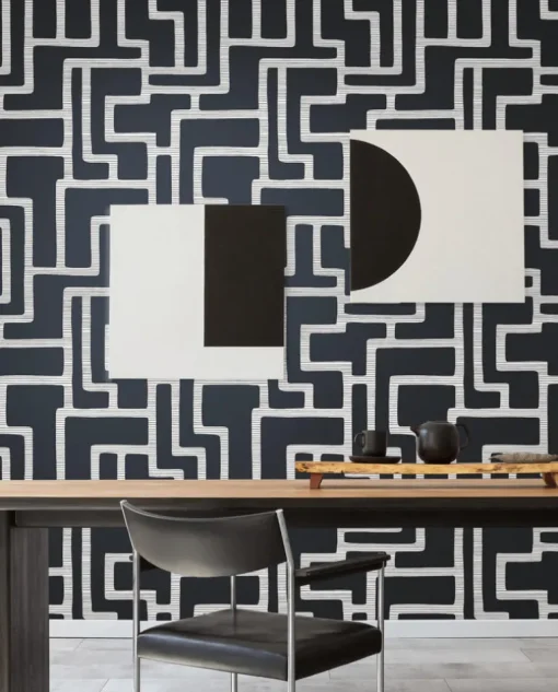 Black & White Resource Library Graphic Polyomino Wallpaper - Black & White
