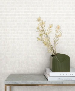 Black & White Resource Library Horizontal Hash Marks Wallpaper - White & Cream