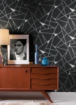 Black & White Resource Library Prismatic Wallpaper - Black & Silver