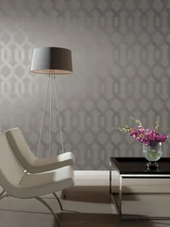 Black & White Resource Library Viva Lounge Wallpaper - Gray & Silver