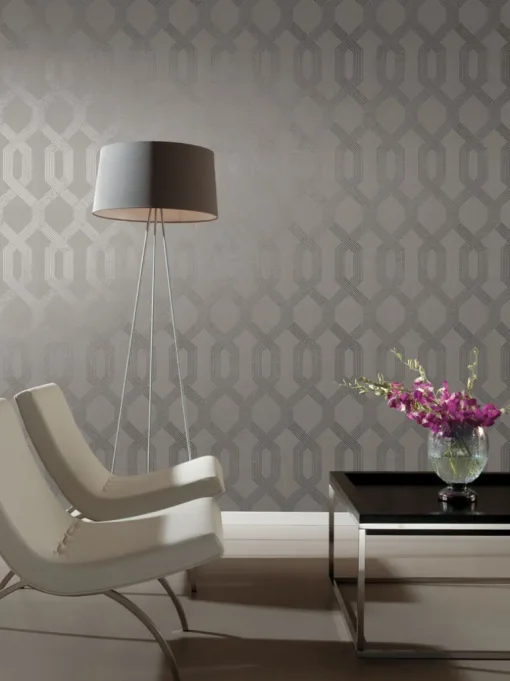 Black & White Resource Library Viva Lounge Wallpaper - Gray & Silver