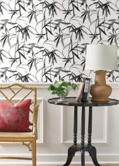 Black & White Resource Library Bamboo Ink Wallpaper - Black & White