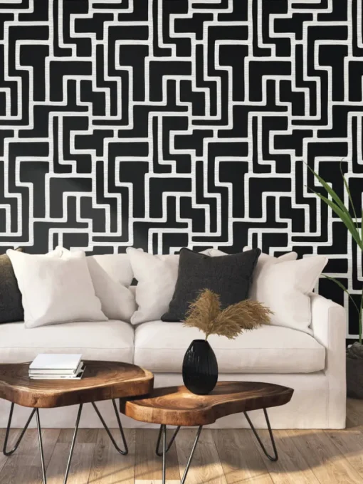 Black & White Resource Library Graphic Polyomino Wallpaper - Black & White