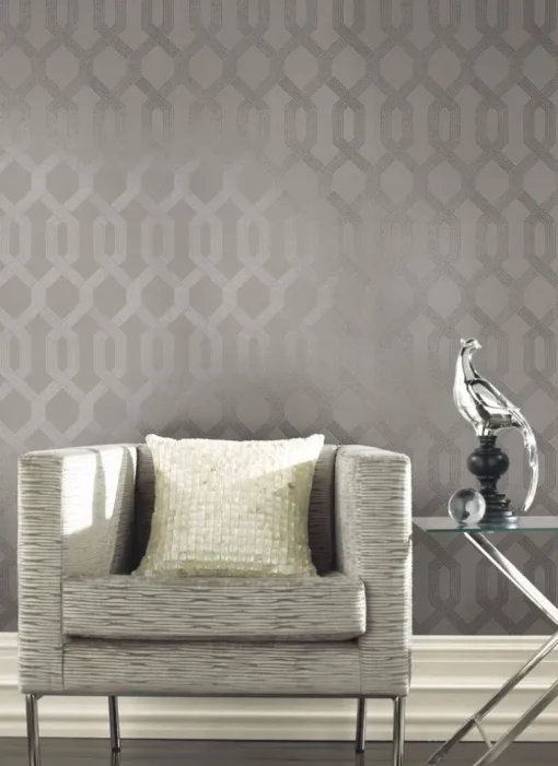 Black & White Resource Library Viva Lounge Wallpaper - Gray & Silver