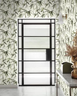 Black & White Resource Library Bamboo Ink Wallpaper - Green & Black