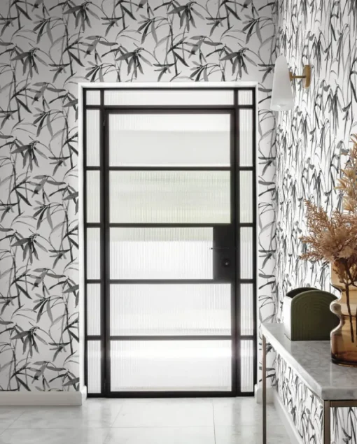 Black & White Resource Library Bamboo Ink Wallpaper - Black & White