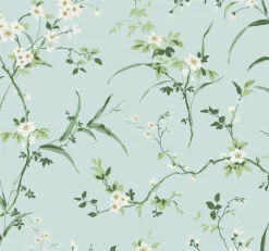 Blooms Second Edition Blossom Branches Wallpaper - Spa Blue