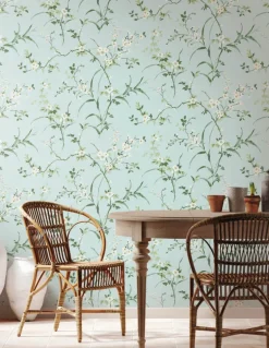 Blooms Second Edition Blossom Branches Wallpaper - Spa Blue