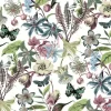 Blooms Second Edition Butterfly House Wallpaper - White & Fuchsia