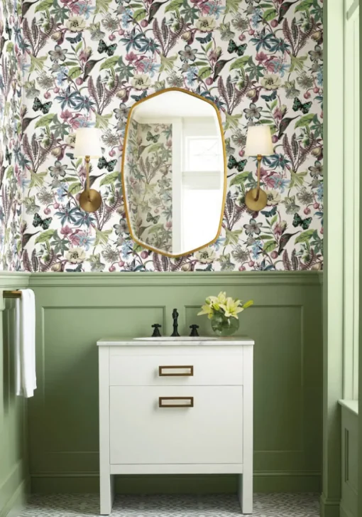 Blooms Second Edition Butterfly House Wallpaper - White & Fuchsia