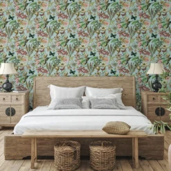 Blooms Second Edition Butterfly House Wallpaper - Sky Blue