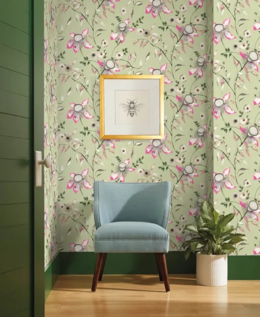 Blooms Second Edition Dream Blossom Wallpaper - Light Green