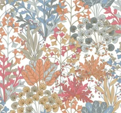 Blooms Second Edition Forest Floor Wallpaper - Coral