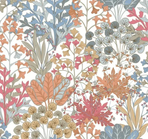 Blooms Second Edition Forest Floor Wallpaper - Coral