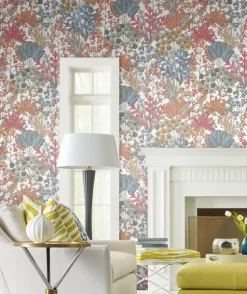 Blooms Second Edition Forest Floor Wallpaper - Coral